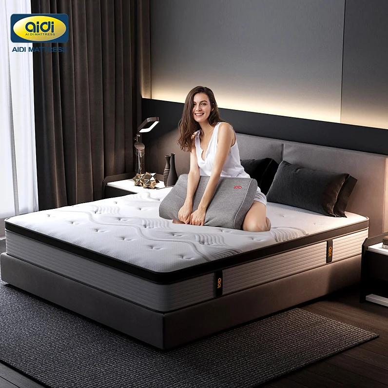 Aidi Free Sample OEM/ODM Wholesale American White King Size Euro Top 7 Zone Spring Gel Memory Foam Latex Couple Matress Mattress