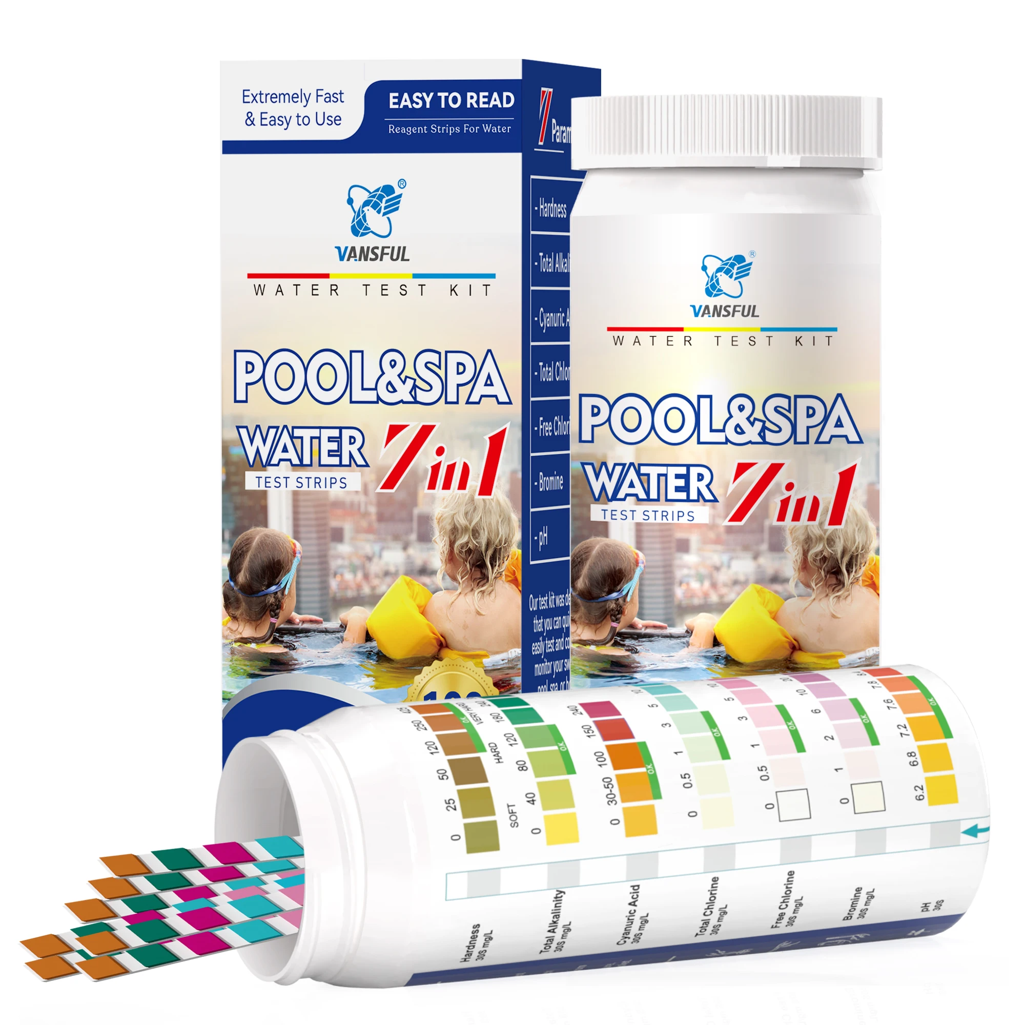 W-7 swimming pool total free chlorine Total chlorine pool water test strips