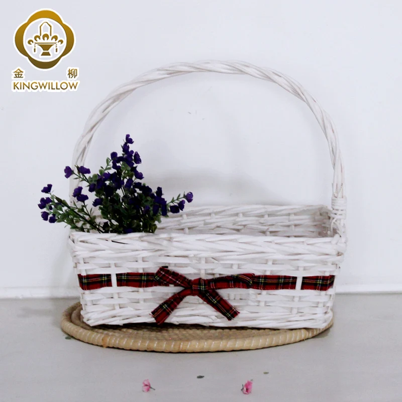 Kingwillow handmade woven woodchip basket wicker gift baskets hamper with handles set of 3