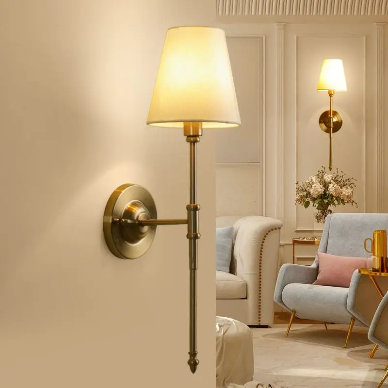 Italy design vanity wall led indoor staircase lamp vintage home fancy stair light fabrics lampshade ster lamps luminaire