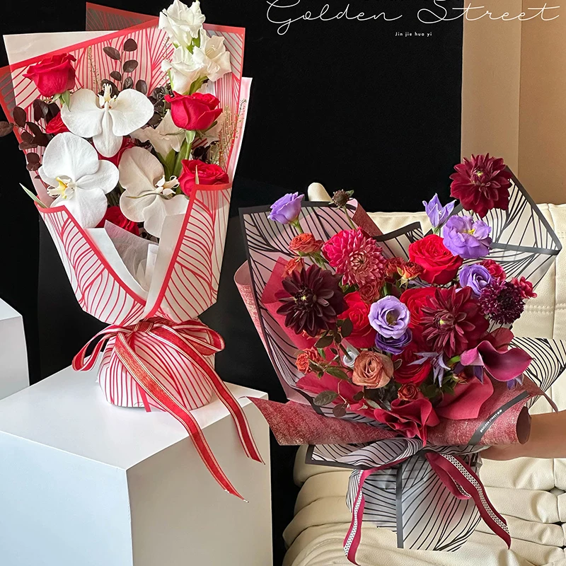 2024 Luxury 58*58cm Mexican Flower Wrapping Paper Quicksand Design Printed Flower Packaging Paper for Florist