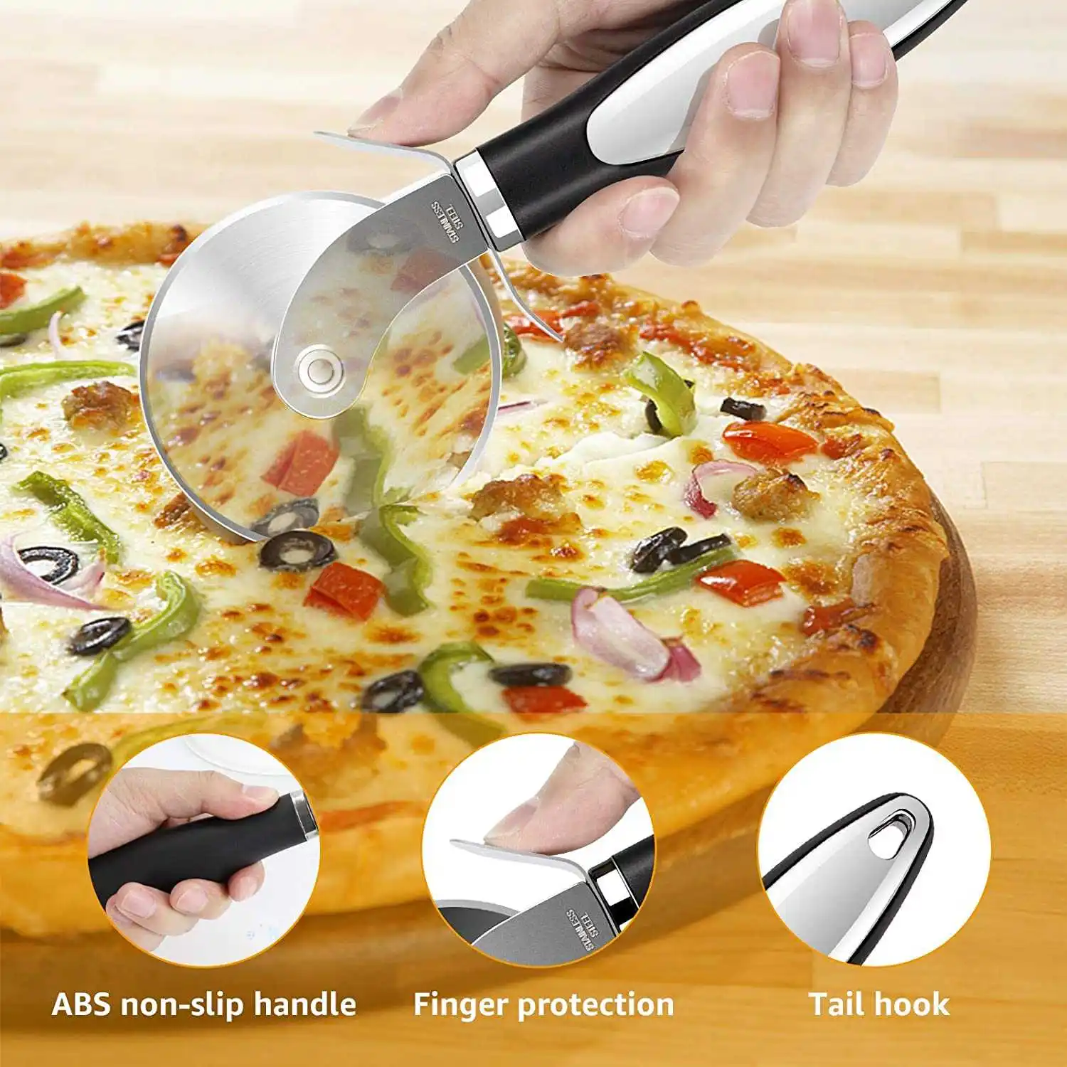 Heavy Duty Pizza Tools Stainless Steel  Wheel Slicer Pastry Roller Cutter Pizza Cutter For Cutting Pizza