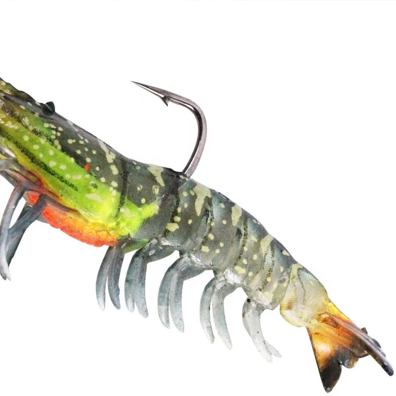 Tackle Bait Sea Fishing Lures Luminous Lead Shrimp Bait Soft Prawn Lure with Hook PVC Lake Trout Lures