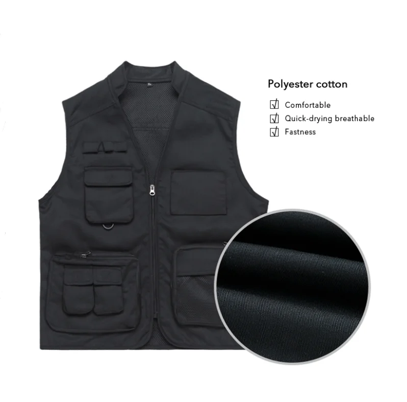 Высококачественный дышащий сетчатый мужской жилет, верхняя одежда для мужчин, рабочая одежда, мужской жилет с несколькими карманами, рабочая безрукавка