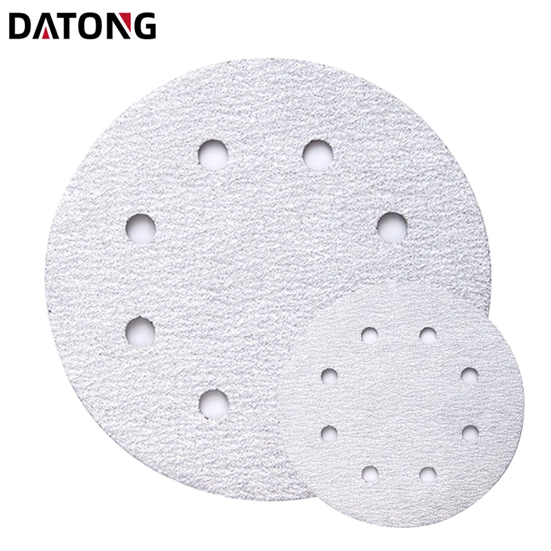 Datong factory High quality abrasives sand paper 5inch 8holes Grit 100 Round Ceramic white Sanding Disc For Metal and