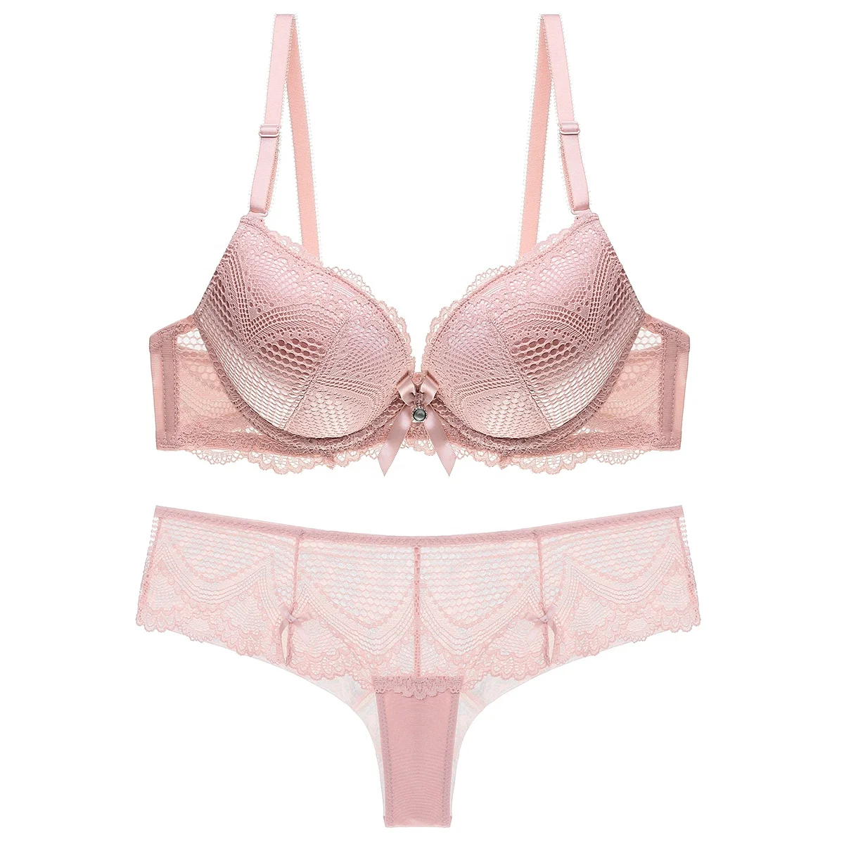 French Style Sexy Mature Plus Size Bra Women Underwear Lingerie Set Push Up Padded Embroidered Hot Lace Bra And Thong Sets