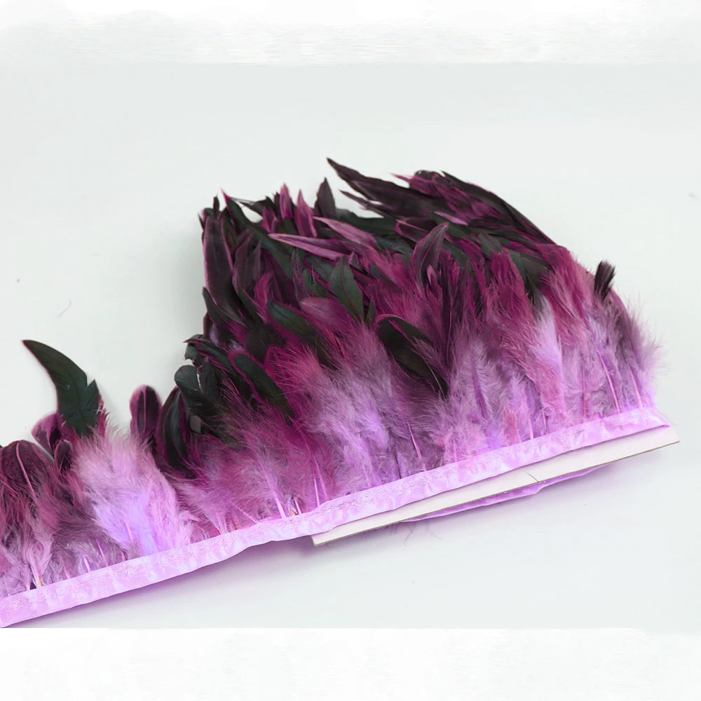 Wholesale rooster feather fabric feather trim fringe for clothing decorate