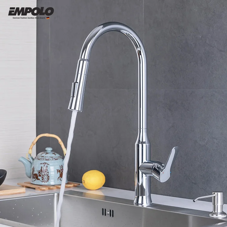 Chrome Water UPC 61-9 NSF Pull Out Kitchen Mixer Tap Faucets And Mixers Factory
