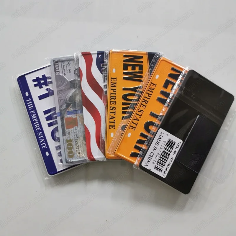 NewYork souvenir custom 3d embossed metal aluminum decorative Yellow license plate style fridge magnet