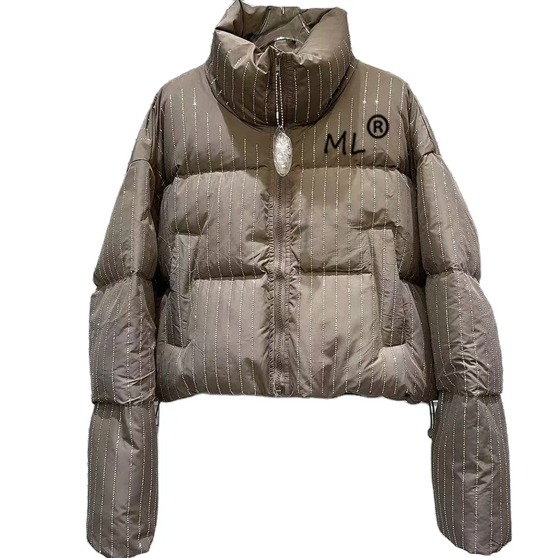 Women Solid Jackets Bubble Short Crop Coats Puff Ladies Down Coats Winter Bomber Puffer Jackets Thick Warm Custom Patchwork S-XL