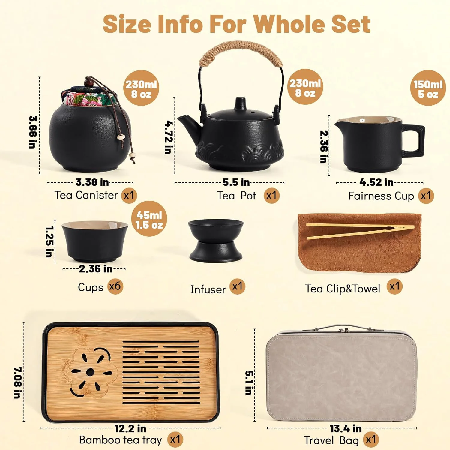 Offer Customized Portable Ceramic Gongfu Tea sets Tea Gift set With Portable Travel Bag For Home Outdoor and Office