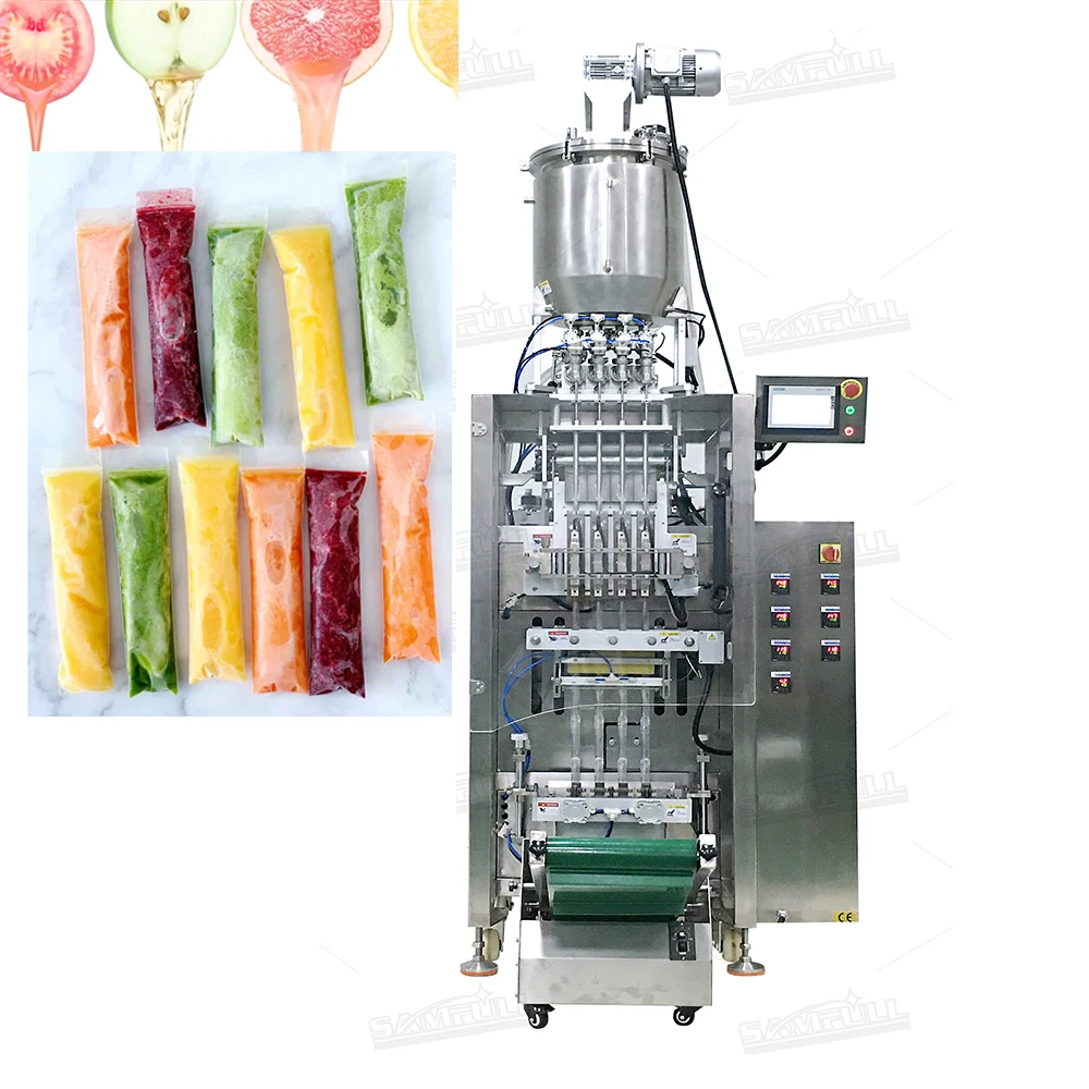 Automatic 4 lane 6 lane stick sachet juice ice candy packaging machine multilane back seal ice pop popsicle packing machine