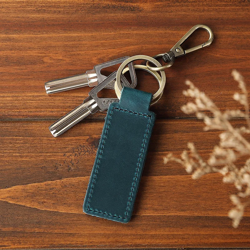 Factory Luxury Cowhide Genuine Leather Casual Vintage Keychain Premium Texture Key Pouch Leather Key Chain