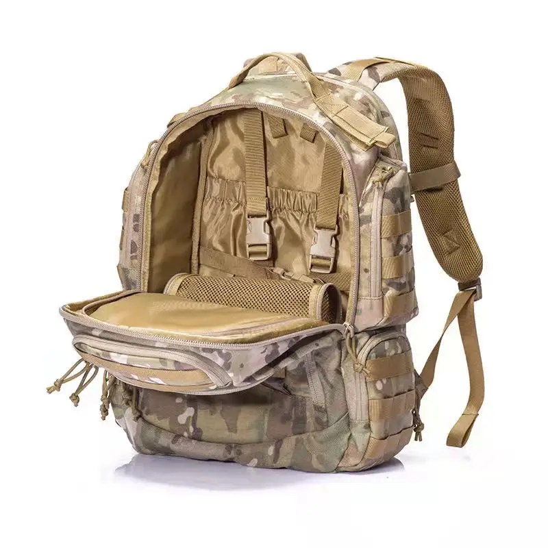 Unisex Camouflage Tactical  Hiking Backpack Large Capacity Zipper Closure Vintage Style Bag  High Quality Polyester Lining Day