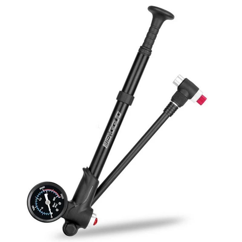 Bike Shock Pump with Pressure Gauge 300PSI High Pressure Bike Tire Inflator Air Pump