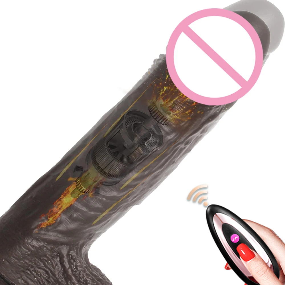 Adult sex toys brown masturbator heating telescopic swing thrusting silicone huge realistic vibrator big black dildos for women