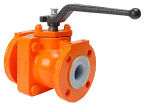 Высококачественная 4-дюймовая углеродистая сталь PTFE/PFA облицованный Фтор шаровой клапан фланцевого типа С червячным приводом для кислотостойкой химической промышленности