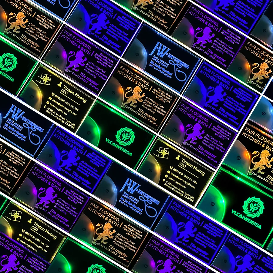 NEW 2024 Luxury LED Acrylic Business Card Custom Business Cards Design Printing Laser Engrave Unique Light up Business Card