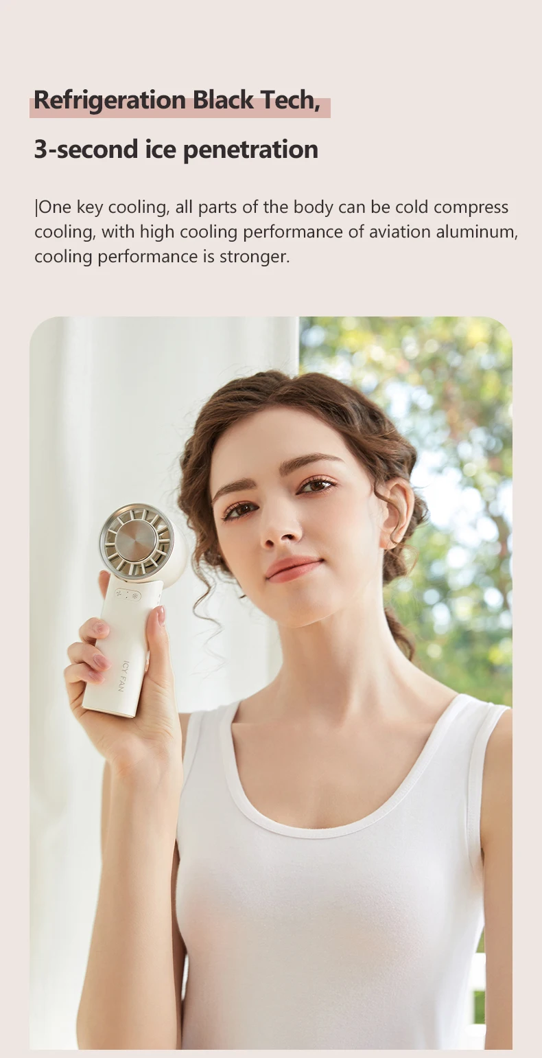 A small handheld fan for foldable, rechargeable, portable semiconductor fast cooling, brushless, and low-noise motors Handy Fan