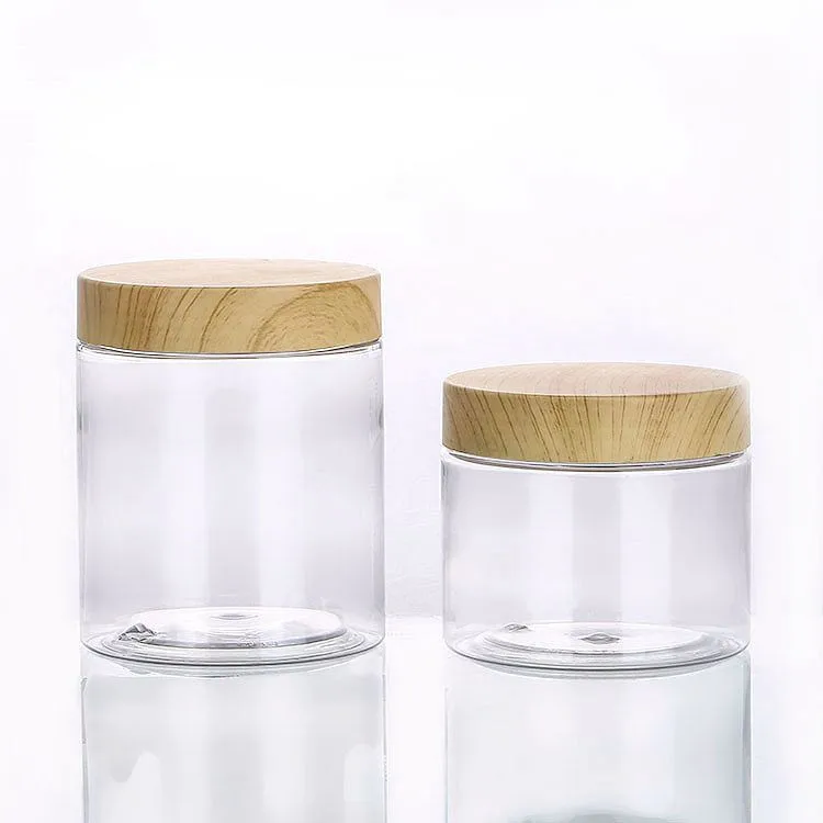 
New PET Wide Mouth Cosmetics Jar with Screw plastic Lids Storage 200ml 300ml 400ml 500ml 800ml 1000ml 
