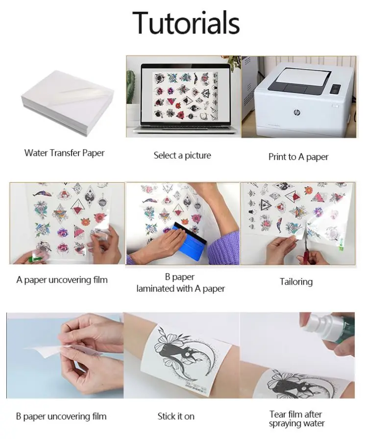 A4 Printable  Inkjet Tattoo Stencil Paper Sweat Resistant Tattoos Decal Wholesale Temporary Blank Tattoo Paper