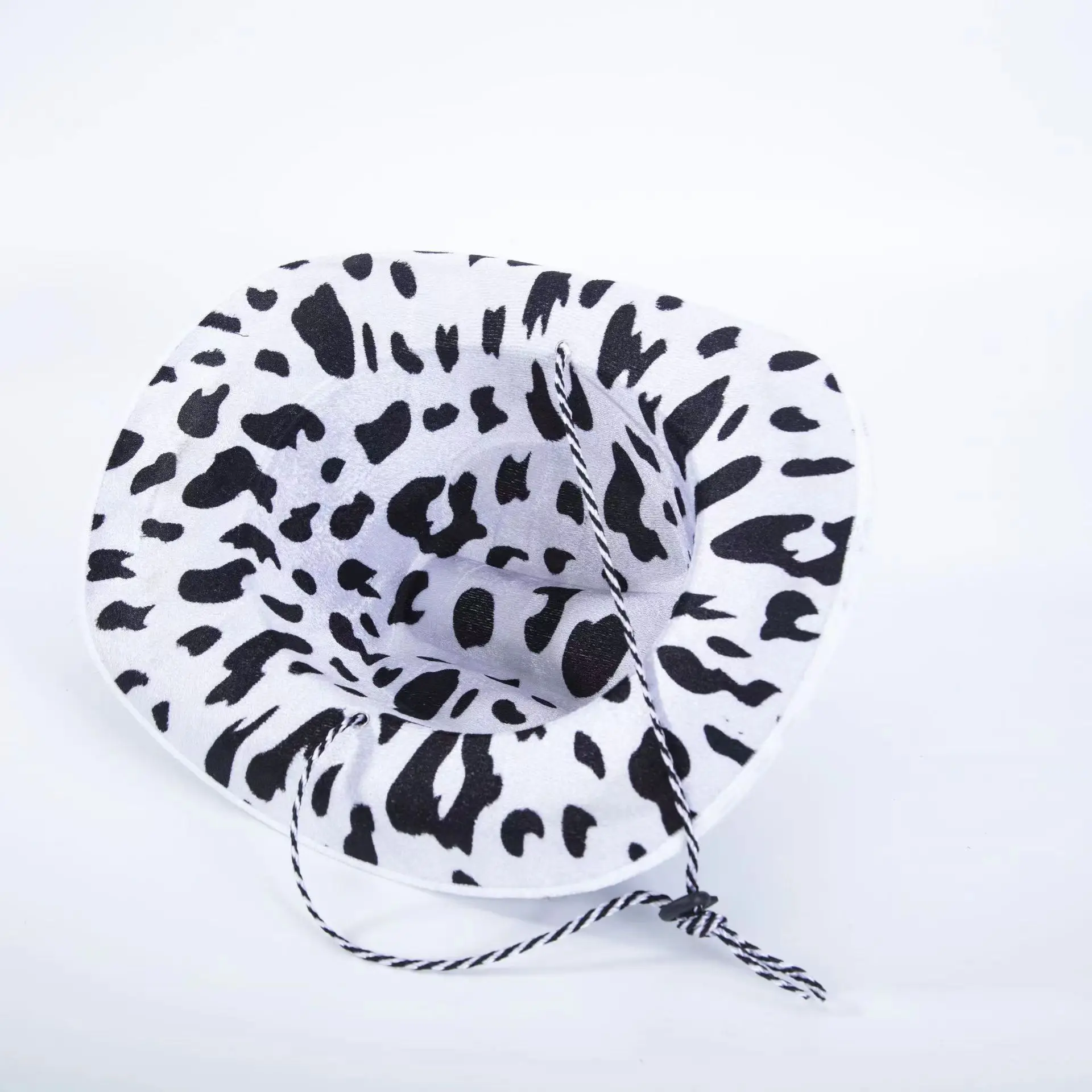 Factory customized cow print party hat holiday printed pattern wide brimmed western cowboy hat for adults