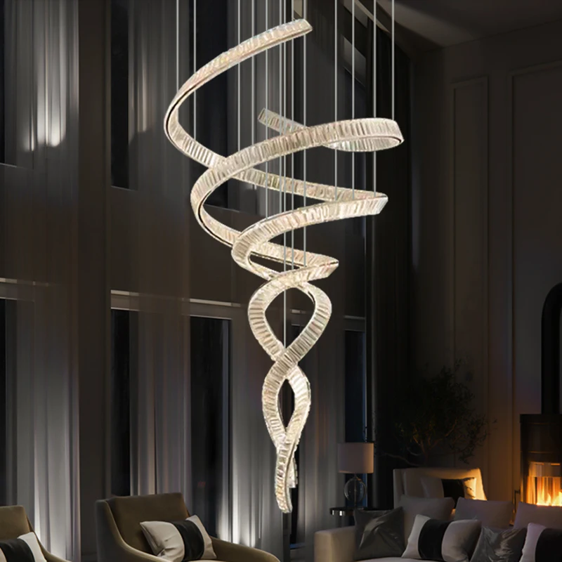 Customized Spiral Crystal Pendant Light Chandelier For Building-selling Center Decorate Pendent Light