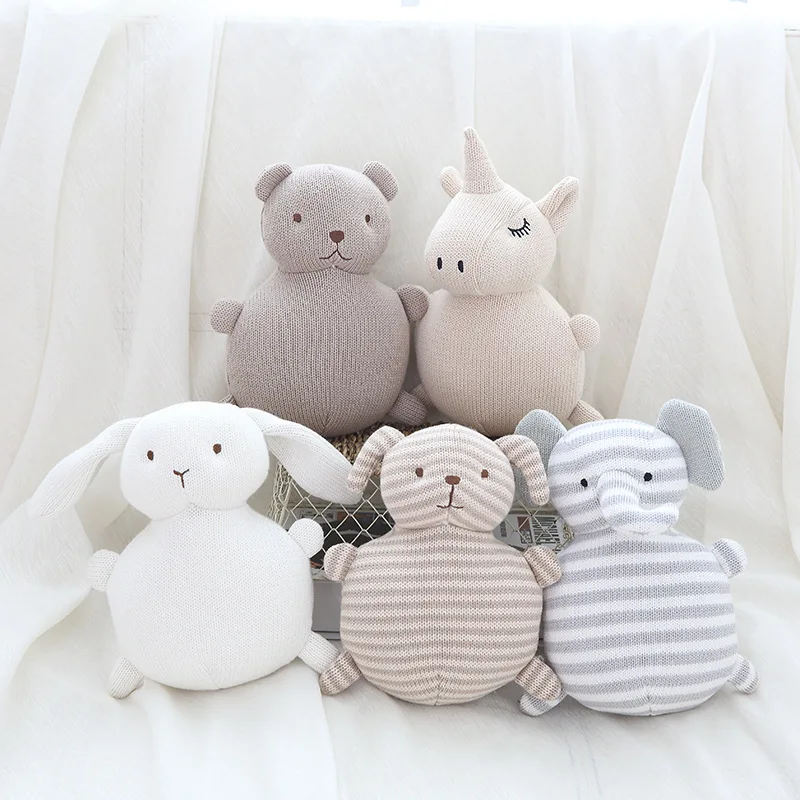 18cm SoftToy Natural fabric Super Soft Cuddly Adorable Knitted Plush Toys Knitted Baby Toys