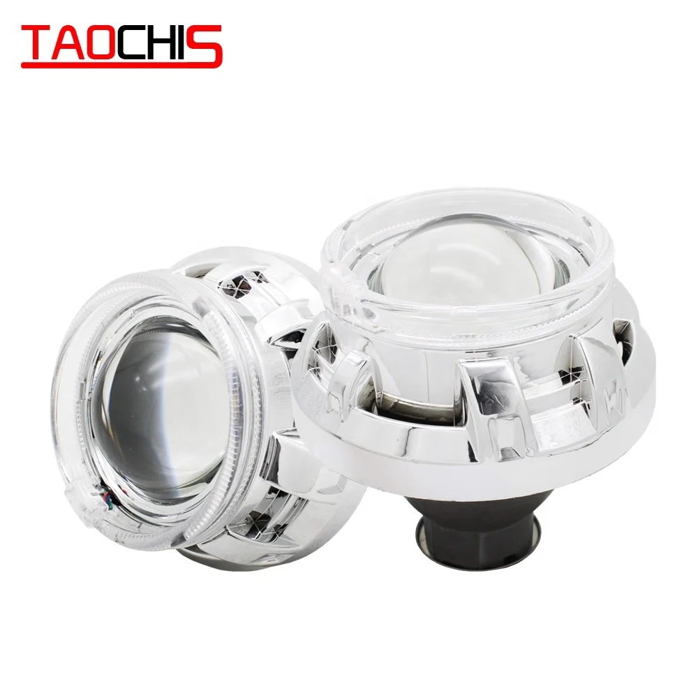 TAOCHIS Car 3.0 inch Head light Bi xenon Projector Lens Kit for Q5H7  With Shroud APP control angel devil eyes headlamp retrofit