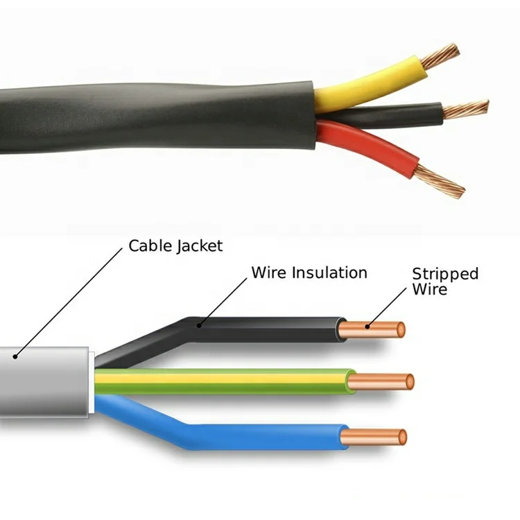 1.5 mm2 x 3 twin and earth flat cable electric pvc wire