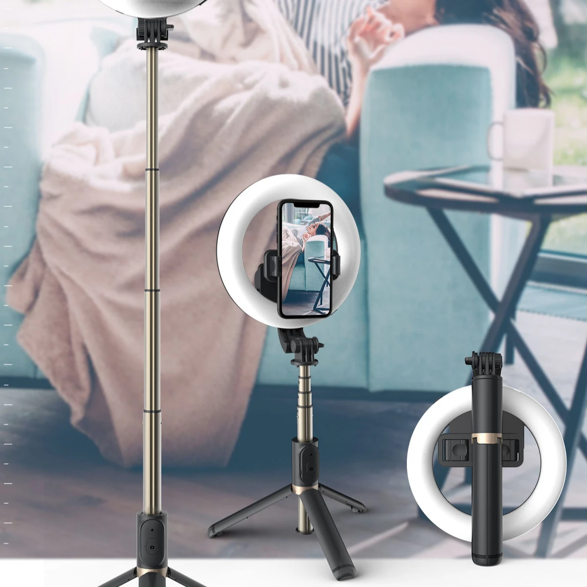 good quality flexible mobile phone 3d smart 3 in 1 selfie wireless stick tripod light for outdoor