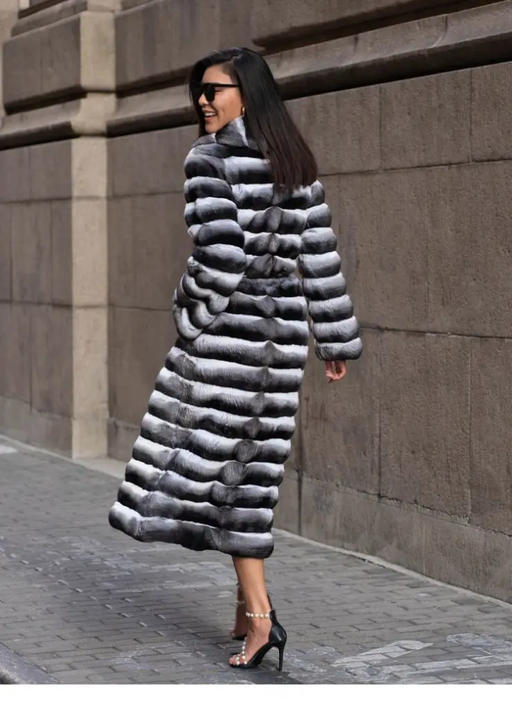 Factory High Quality Top Luxury Extra Long Chinchilla Fur Coat Real Chinchilla Fur Coat For Men And Women