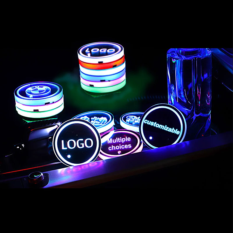 RGB Colorful LED Cup Coaster Pad Lamp Waterproof Car Cup Holder Mat Lights Custom for Chevrolet cruze colorado CR2032 Trailblaze