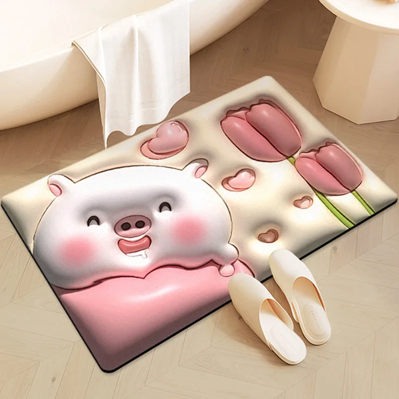3d 5d Bathroom Rugs Mats Water Absorbent Non-slip Mat Used In Bathroom Shower Room Diatomite Bath Mat