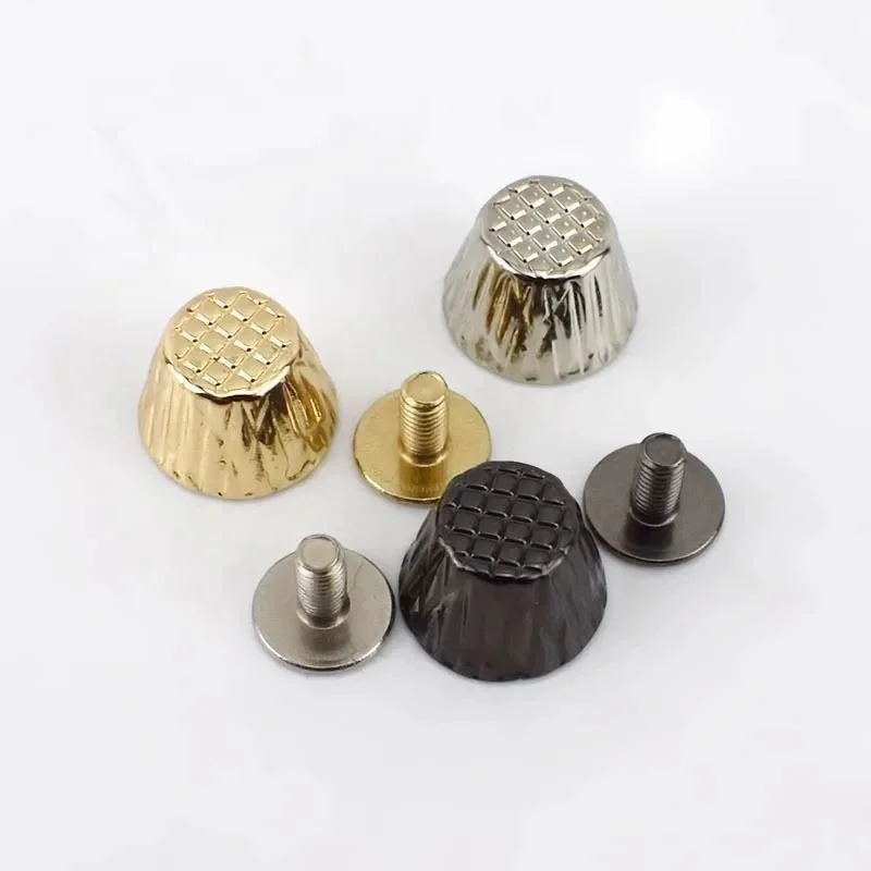 Meetee BF366 8*12mm Bag Hardware Accessories Zinc Alloy Embossed Foot Nail Bag Bottom Screw Bucket Decorative Nails Side Buckle