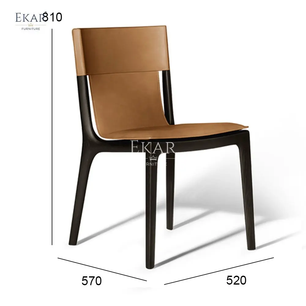 Imported White Wax Wood Hard Leather Edge Craftsmanship Armchair Modern Contemporary Dining School Apartment Entry Dining Chair