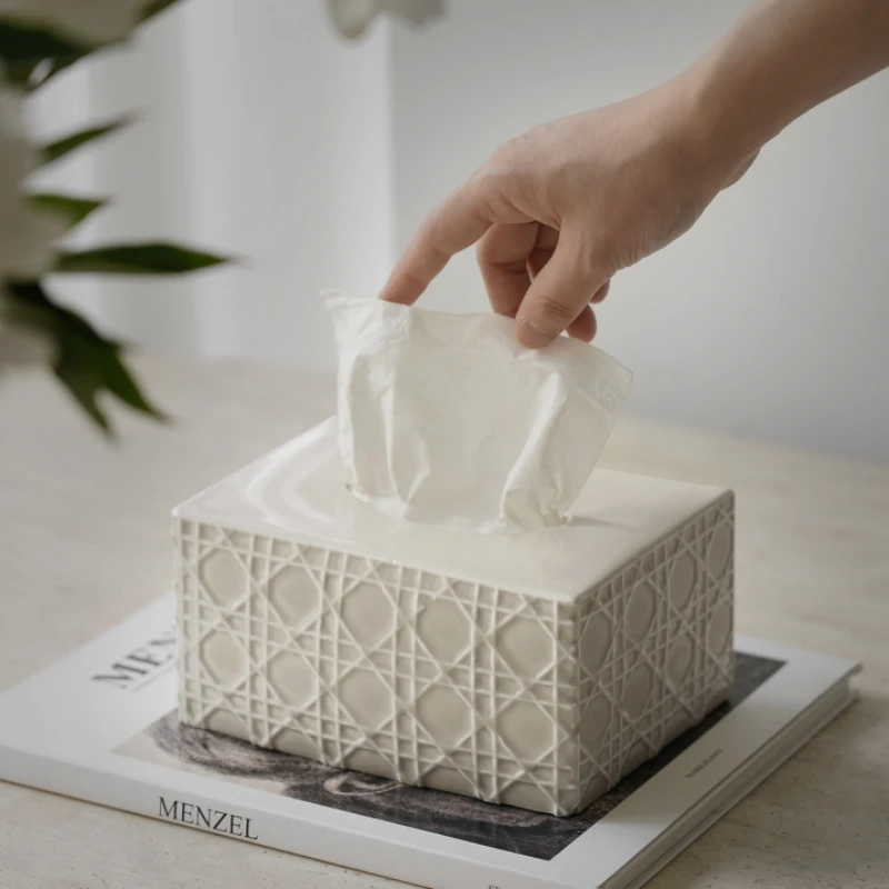 European Style Luxury Fashion Creative Household Office Desktop Ceramic Tissue Box For Home Decor Tissue Paper Boxes