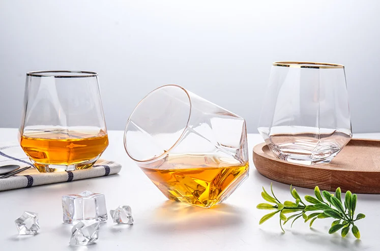 
Six prismatic gold whisky household water glass cocktail glass 