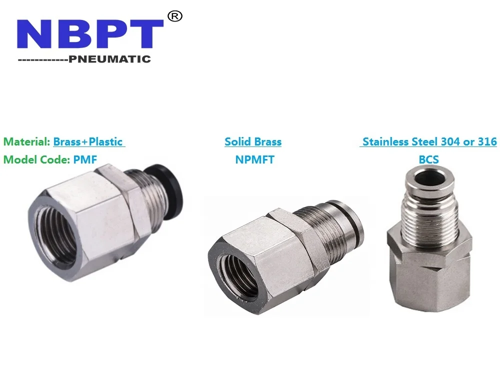 OD 4 6 8 10 12mm Internal Thread 1/8 1/4 3/8 1/2 BSP  NPT Thread Pneumatic Straight Bulkhead Female Stainless Steel Pipe Fitting