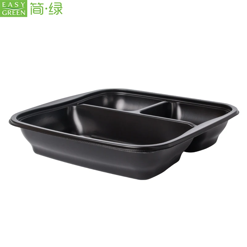 Top Selling 32oz Disposable Plastic Meal Prep Containers 3 Compartment  with Lids Reusable Food Storage Container