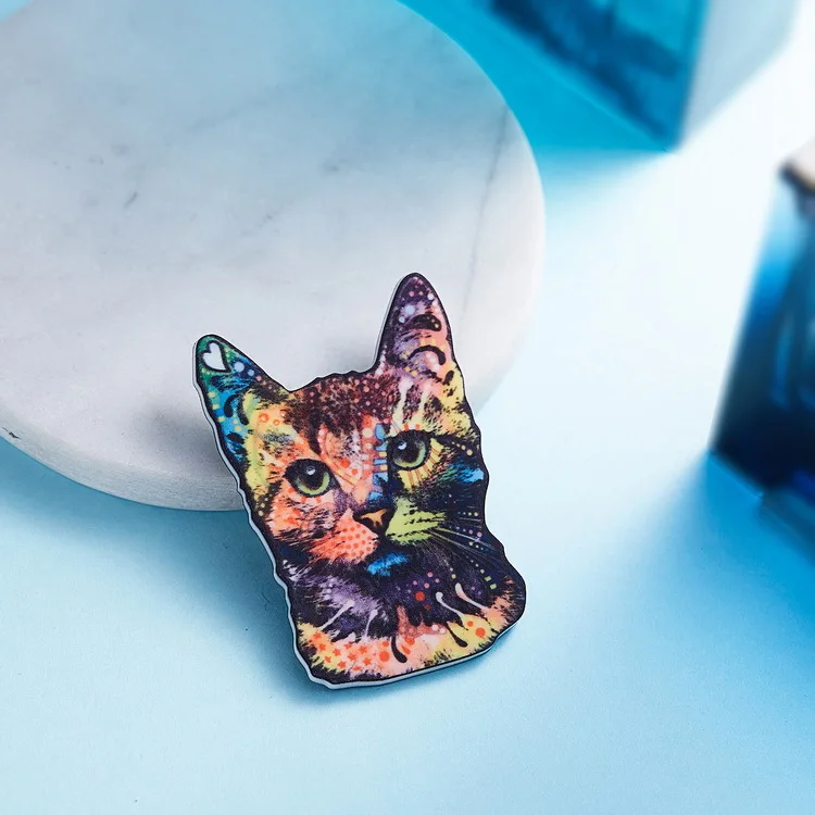 European and American new animal brooch pins fashion retro acrylic cat brooch wholesale