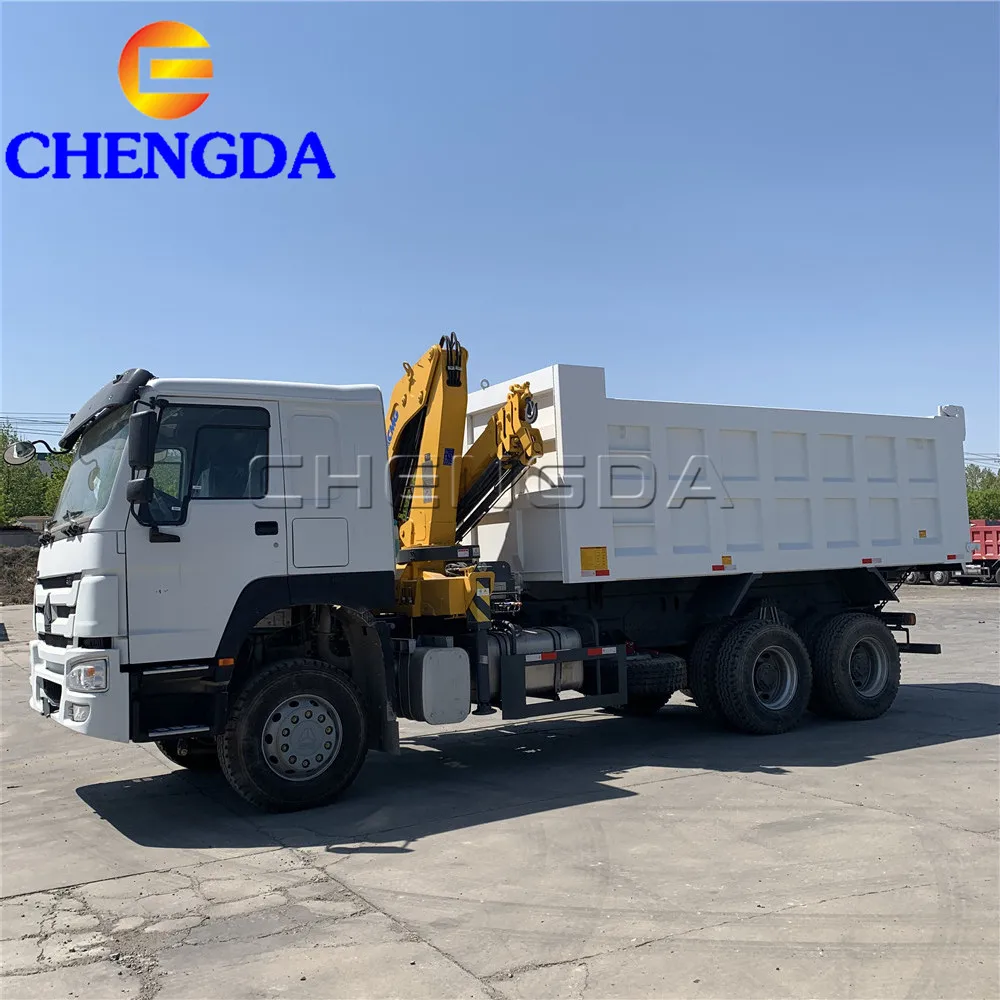 Cheap Low Price Stock Sino Truck Howo 50 Ton 8x4 5 Tons Mobile Crane Dump Truck with 10 12 Tons Lorry Truck Crane