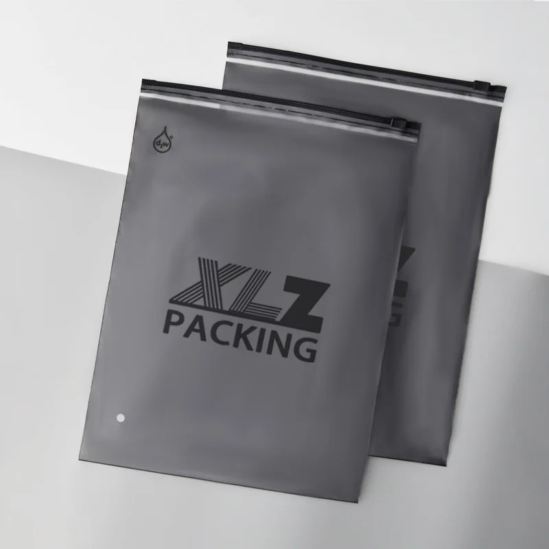 Wholesale Custom Logo Eco Friendly Pvc Frosted Matte Plastic  Packaging Zipper Poly Mailing Bag For Clothing & Underwear