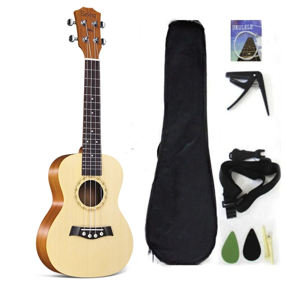 Soprano Ukulele Solid Top Spruce 21 Inch With Ukulele Accessories With Gig Bag for beginner