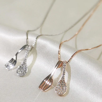 Top sell spoon and fork 925 pure silver bulk custom necklaces 2020