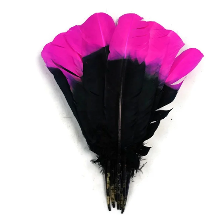 Оптовая продажа 10-12 дюймов перо из перьев индейки двухцветные крылья для карнавального костюма украшения головных убор