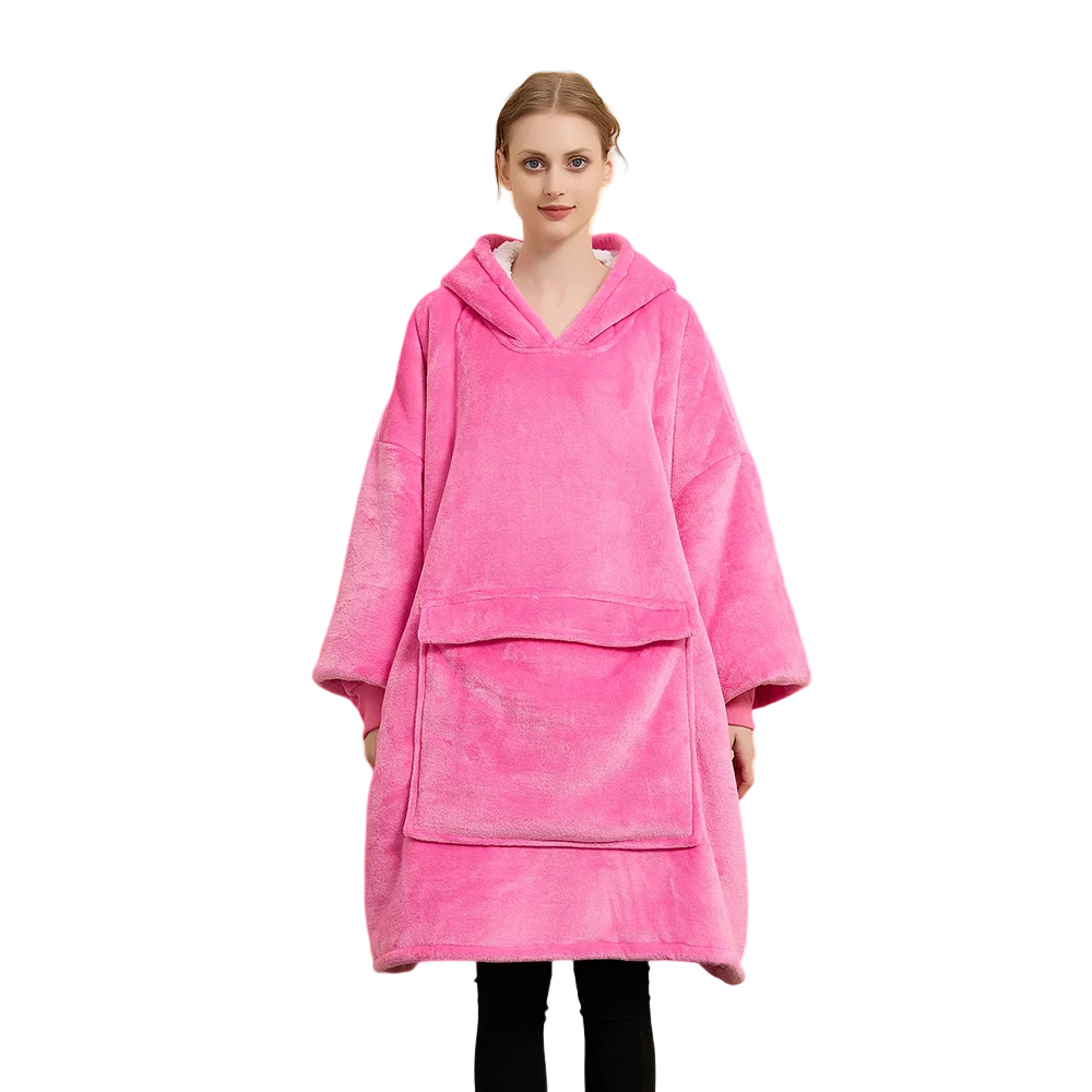 Cheap Eco-Friendly Oversized Warm Winter Woven Sherpa Fleece Hoodie Blanket Sweatshirt