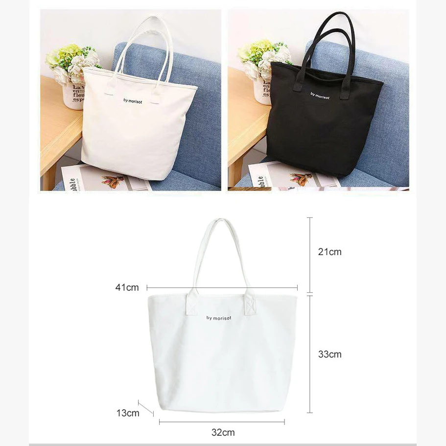 New Wholesale White Plain Large Canvas Tote Fashion Korean Large Capacity Canvas Sling Shoulder Bag For Women