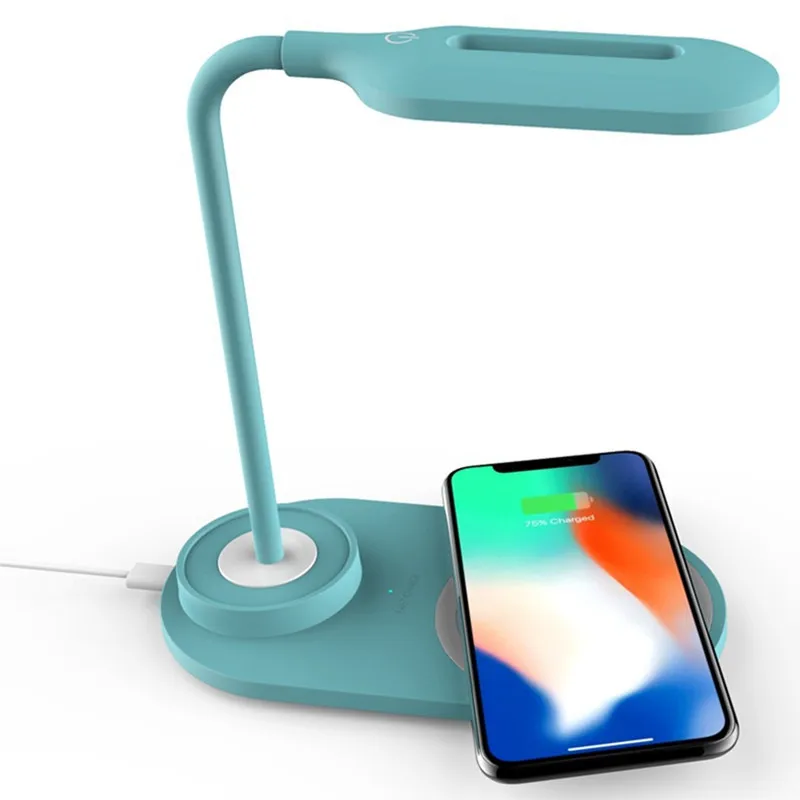 LED Desk Lamp with Wireless Charger, Flexible Gooseneck Table Lamp, Touch Control Dimmable Small Eye-Caring Table