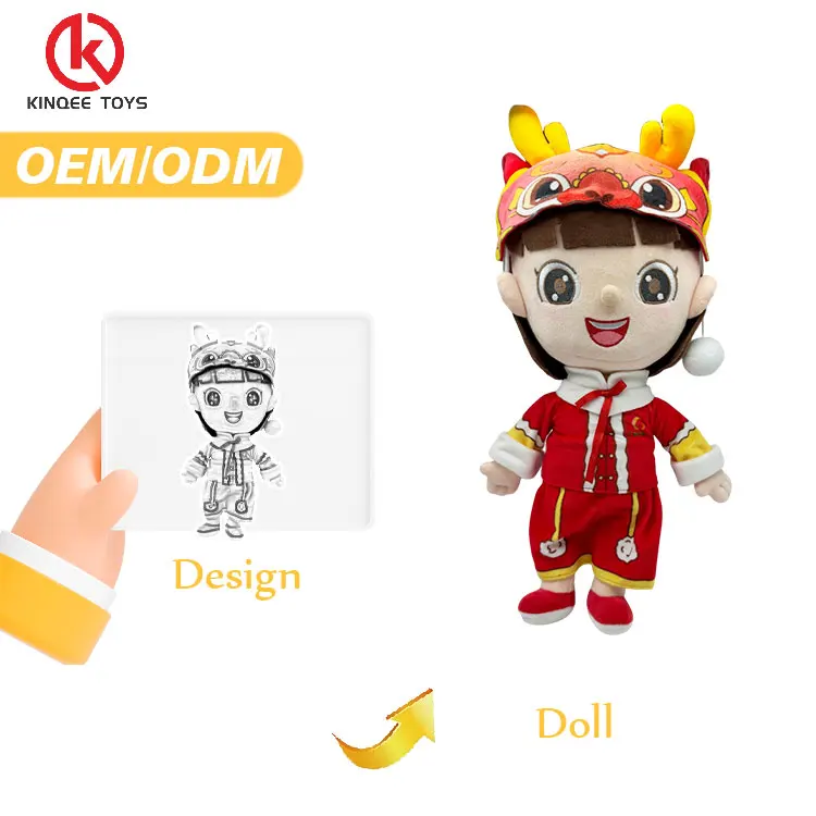 Kinqee MOQ 100 PC Chinese girl dol plush toys cartoon mascot costume Funny and cute China doll